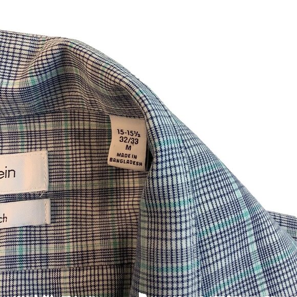 Calvin Klein Slim Fit Long Sleeve Button Up Shirt Mens Size 15-15.5 32/33 M - Picture 8 of 9